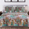 Paisley Quilt Set | 3 Piece King Size | Cotton | Teal Blue
