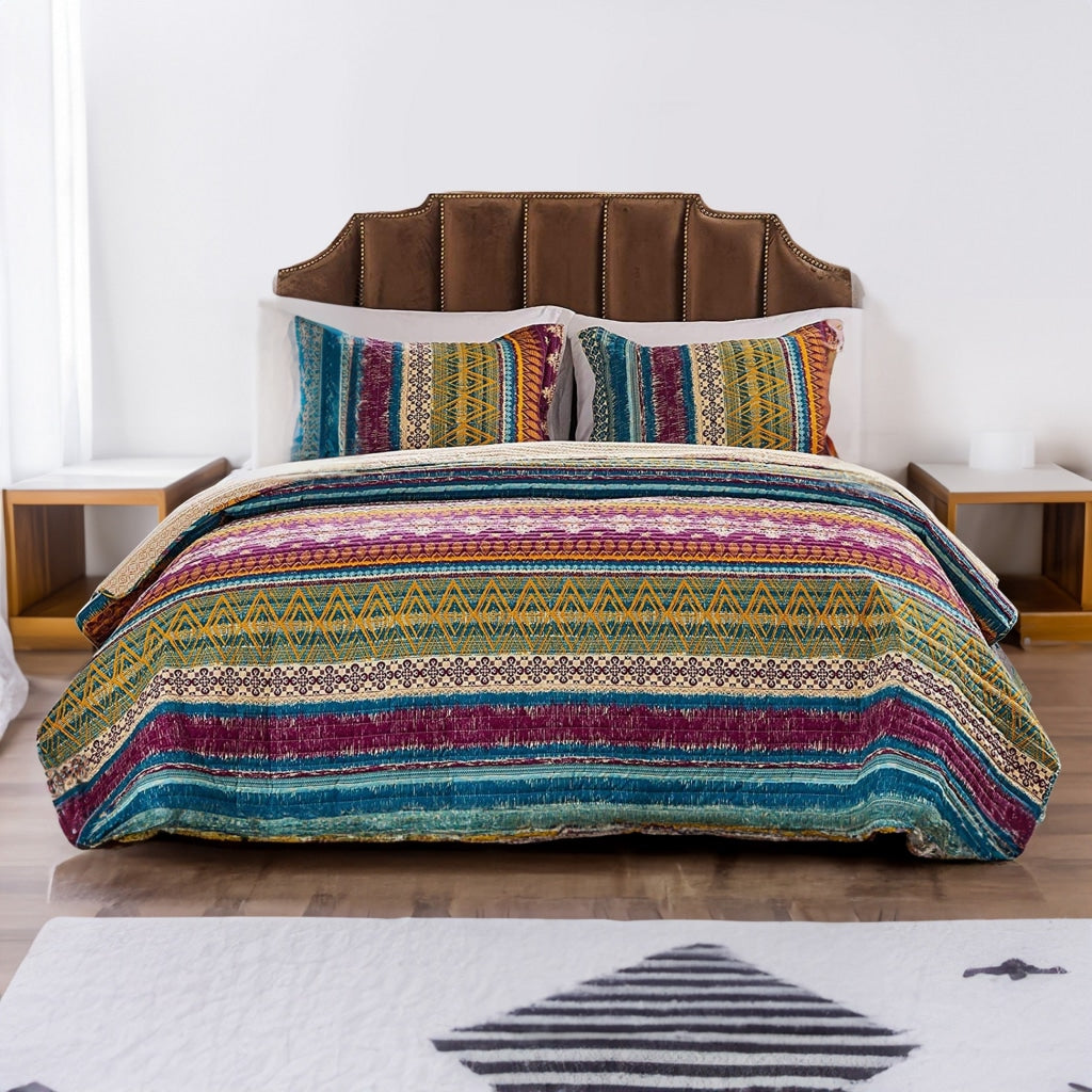 Tribal Quilt Set | Twin Size | Cotton | 2 Piece | Multicolor