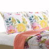 2 Piece Cotton Twin Size Quilt Set with Stencil Flower Print Multicolor By Casagear Home BM42362