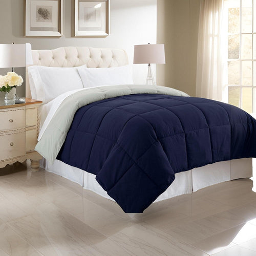 Genoa Comforter | King Size | Reversible Box Quilted | Silver Blue