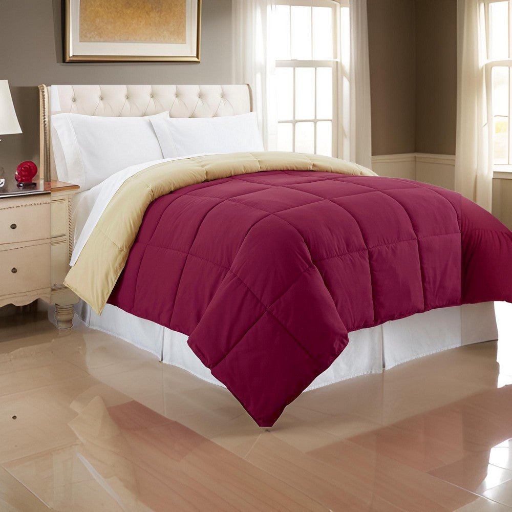 Genoa Comforter | Queen Size | Reversible Box Quilted | Pink Beige