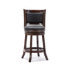 Swivel Counter Stool | Round Wood Frame | Dark Brown | Padded Seat Back
