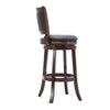 Swivel Barstool | Round Wood Frame | Dark Brown | Padded Seat Back