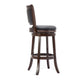 Swivel Barstool | Round Wood Frame | Dark Brown | Padded Seat Back