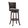 Swivel Barstool | Round Wood Frame | Dark Brown | Padded Seat Back