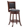 Round Wooden Swivel Counter Stool with Padded Seat and Back, Cherry Brown