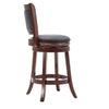 Round Wooden Swivel Barstool with Padded Seat and Back Cherry Brown By The Urban Port BM61369