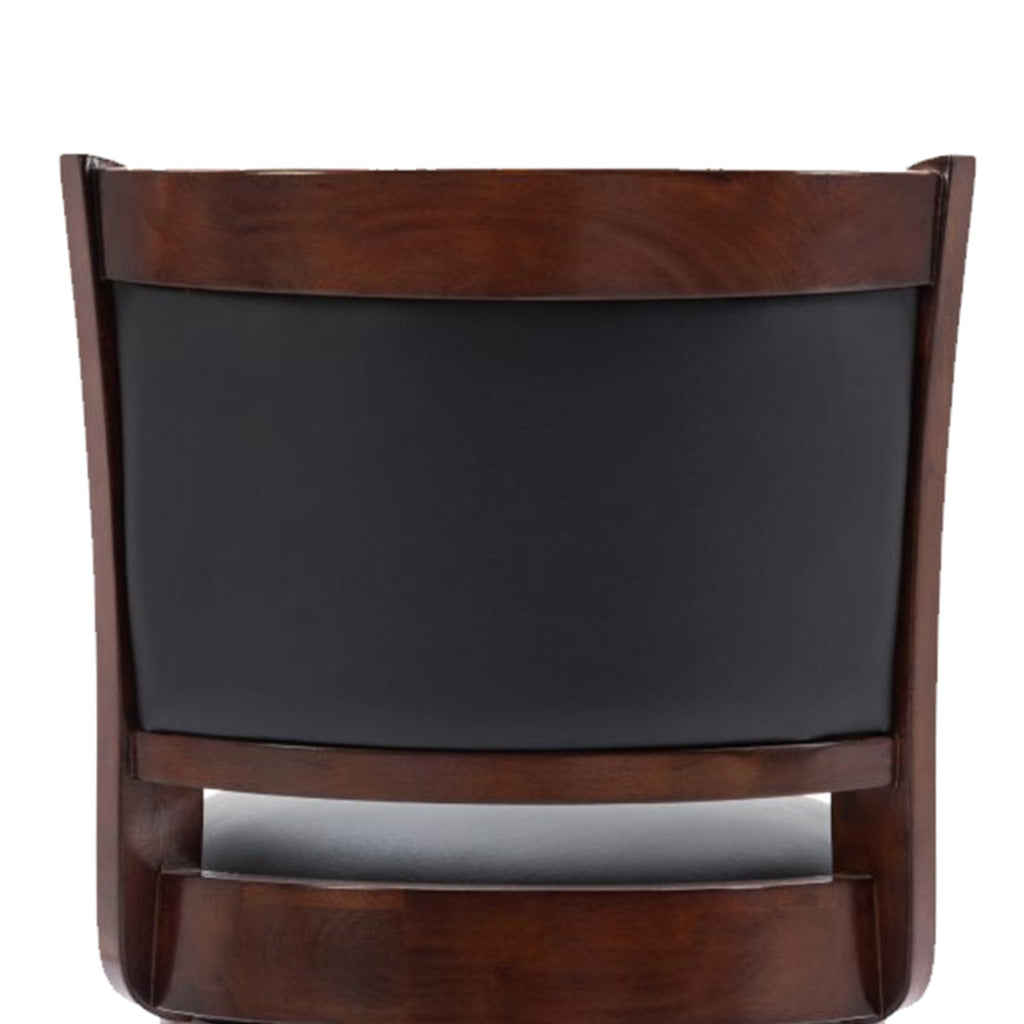 Round Wooden Swivel Barstool with Padded Seat and Back Cherry Brown By The Urban Port BM61369