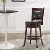 Nailhead Round Leatherette Counter Stool with Flared Leg, Brown and Black By Casagear Home