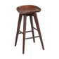 Contoured Seat Wooden Frame Swivel Barstool with Angled Legs Dark Brown by Casagear Home BM61418