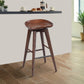 Contoured Seat Wooden Frame Swivel Barstool with Angled Legs, Dark Brown by Casagear Home