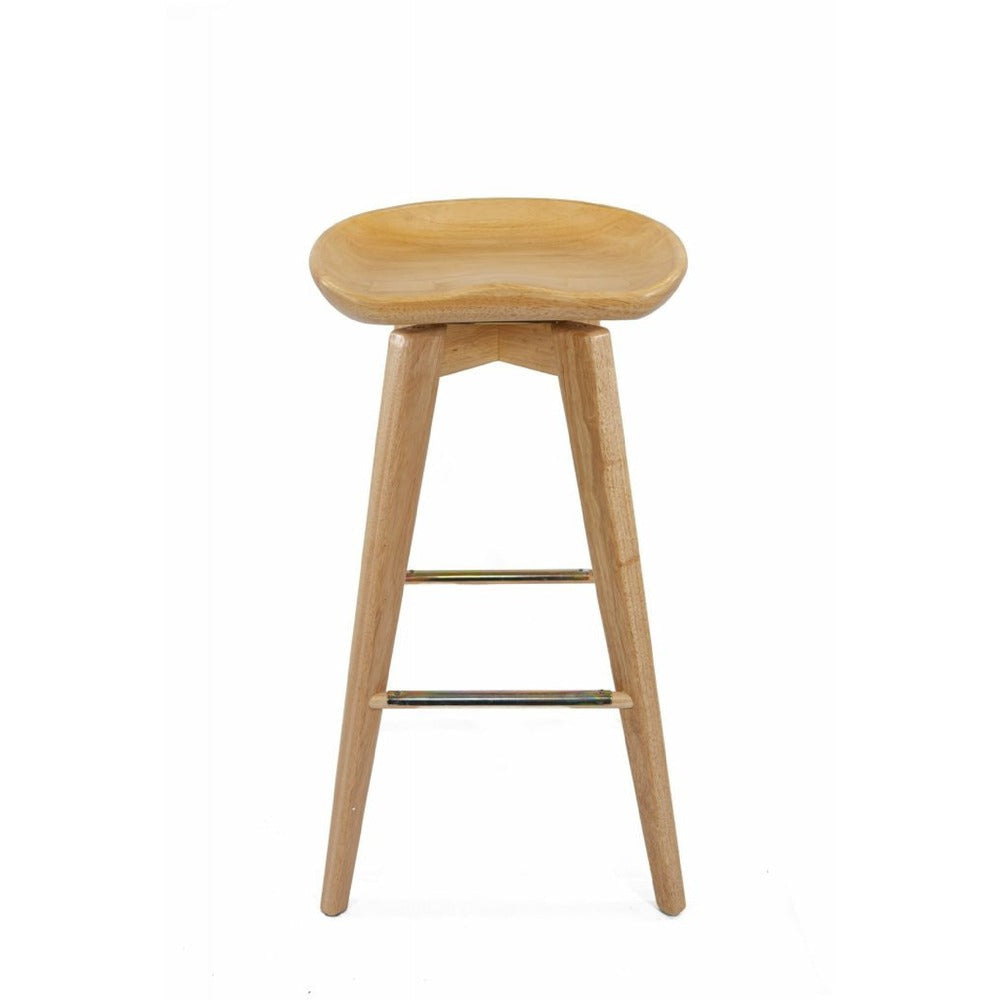 Swivel Barstool | Contoured Seat | Natural Brown Wood BM61422