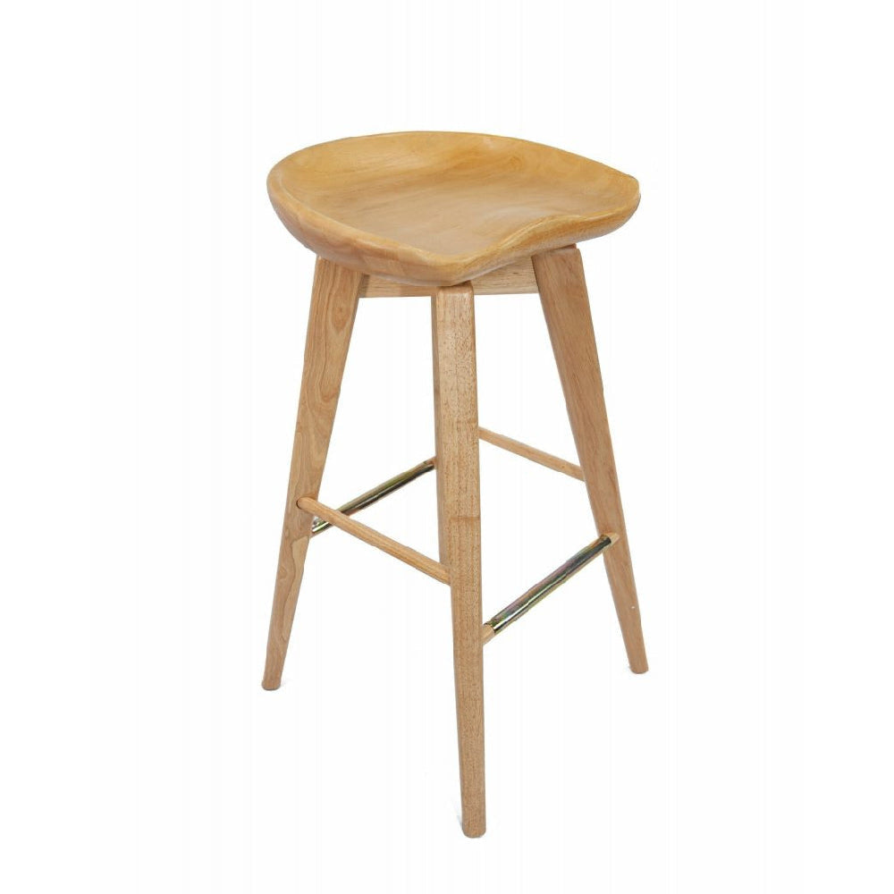 Swivel Barstool | Contoured Seat | Natural Brown Wood BM61422