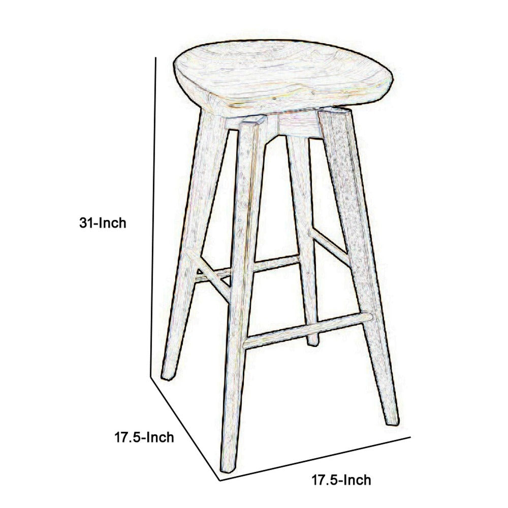 Swivel Barstool | Contoured Seat | Natural Brown Wood BM61422