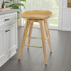Contoured Seat Wooden Frame Swivel Barstool with Angled Legs, Natural Brown by Casagear Home