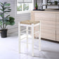 Square Wooden Frame Barstool with Hand Woven Rush, White and Brown By Casagear Home