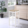 Barstool | Square Wood Frame | White Brown Rush Woven Seat