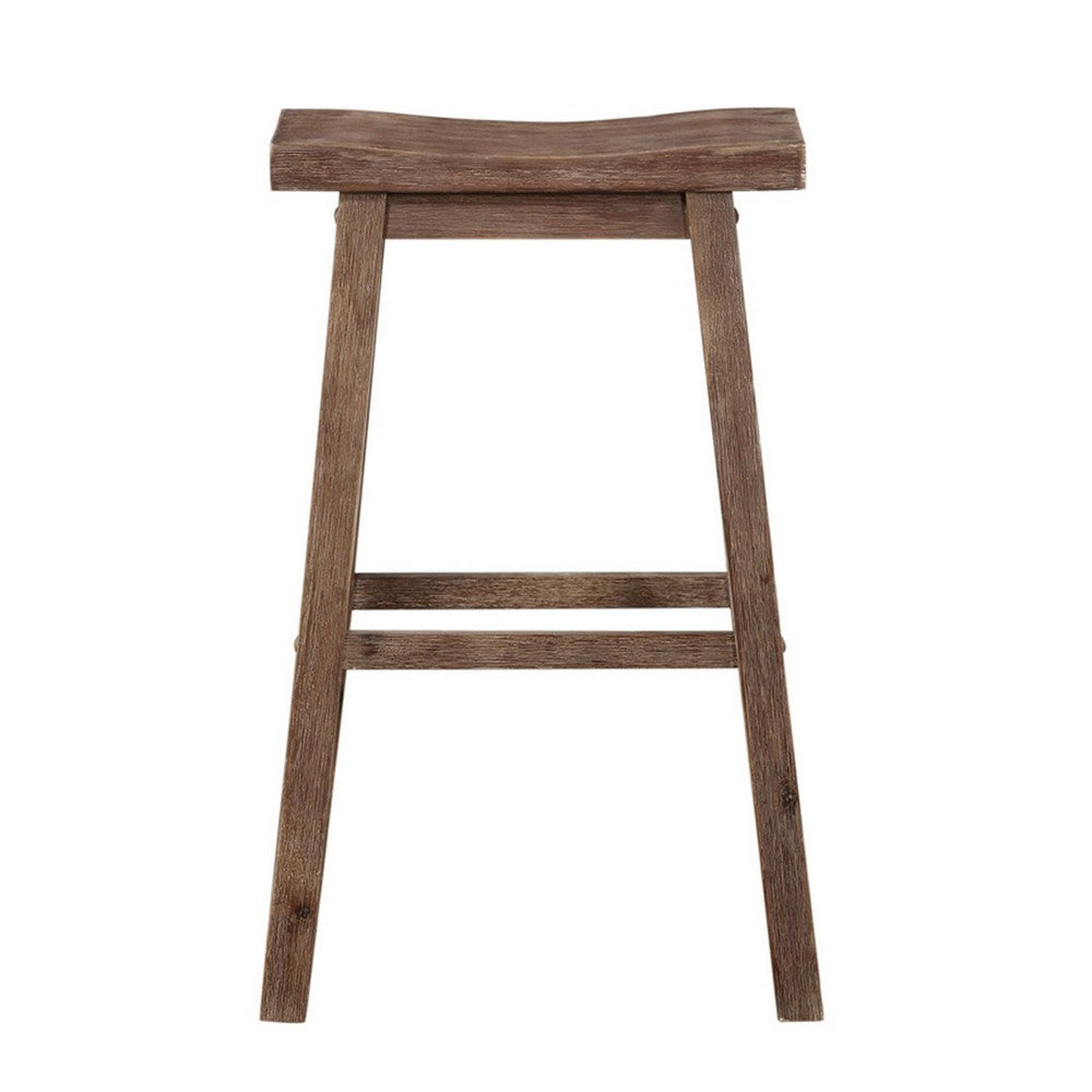 Wooden Frame Saddle Seat Bar Height Stool with Angled Legs Large Gray By Casagear Home BM61442