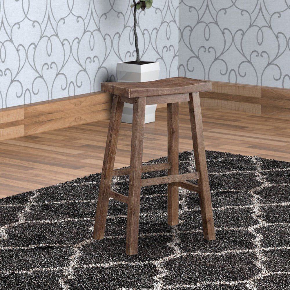 Bar Height Stool | Saddle Seat | Gray Wood Frame | Large