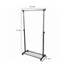 Metal Coat Hanger Rack with Bottom Wired Shelf, Black and Silver By Casagear Home