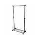 Metal Coat Hanger Rack with Bottom Wired Shelf, Black and Silver By Casagear Home