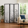 Room Divider | 3 Panel | Naturistic Print | Wood Paper | White Black