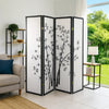 Room Divider | 4 Panel | Bamboo Print | Wood Paper | White Black