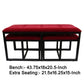 Tufted Leatherette Metal Bench with 2 Extra Seating, Red and Black By Casagear Home