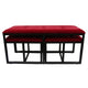 Metal Bench | Tufted Red Black | 2 Seat | Faux Leather Upholstery
