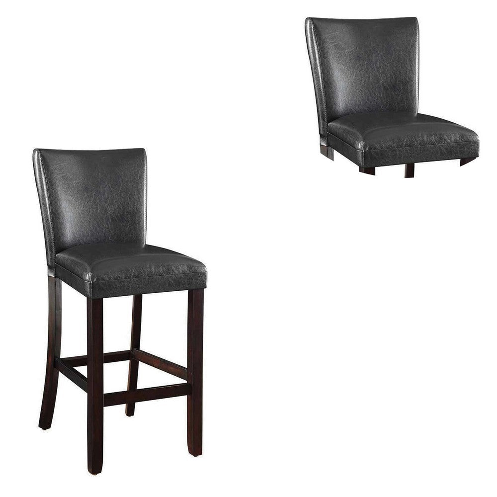 29 Inch Wood Bar Stool Set of 2 Cappuccino Brown Black by Casagear Home CCA-100056