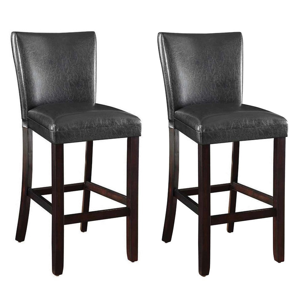 29 Inch Wood Bar Stool Set of 2 Cappuccino Brown Black by Casagear Home CCA-100056