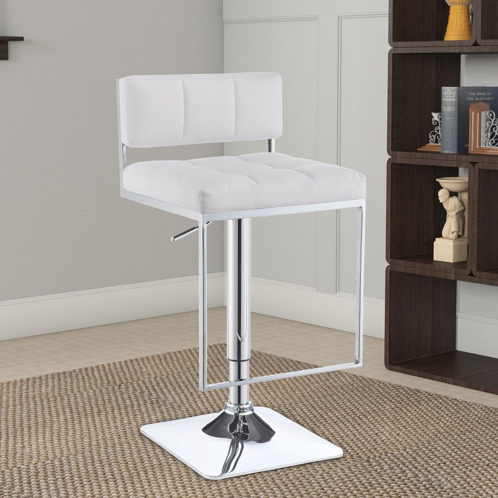 Barstool | Adjustable Modern Metal | White Silver