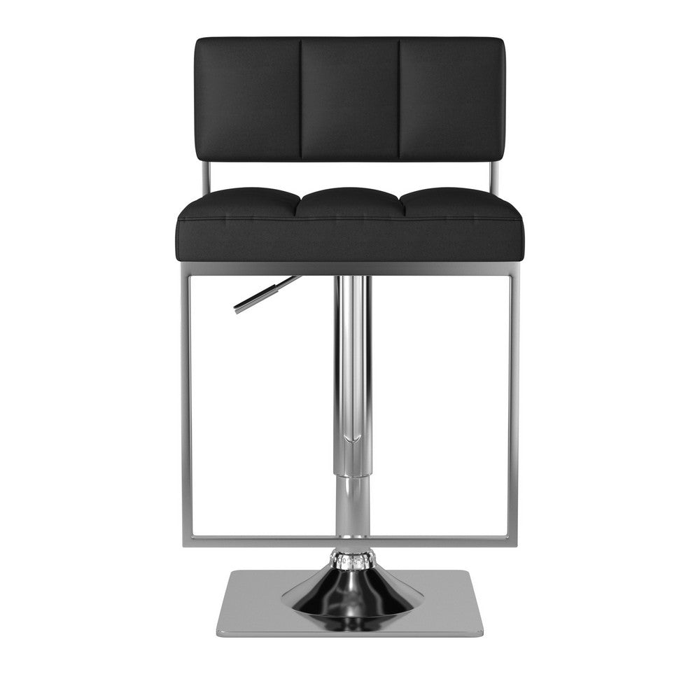 Adjustable Contemporary Metal Bar Stool Black & Silver By Coaster CCA-100194