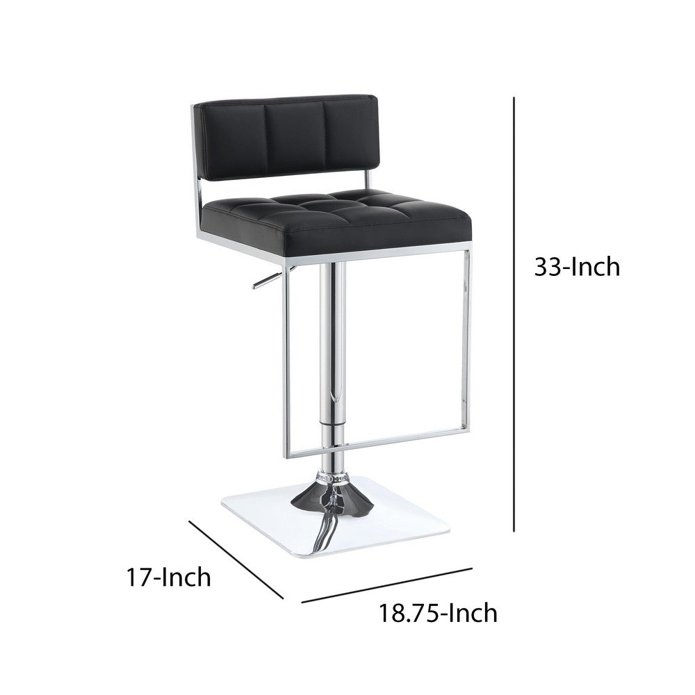 Adjustable Contemporary Metal Bar Stool Black & Silver By Coaster CCA-100194