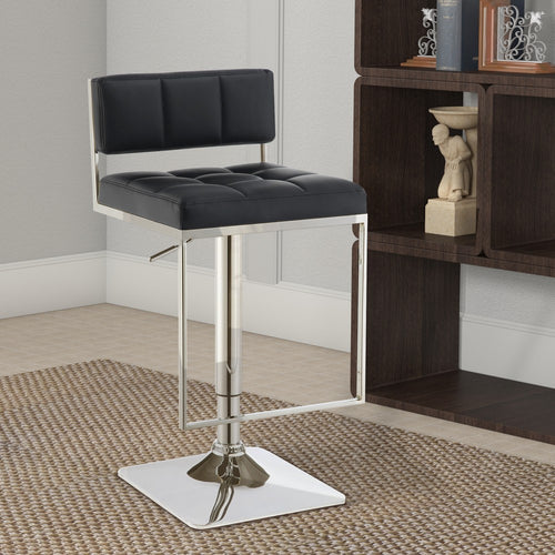 Barstool | Adjustable Contemporary Metal | Black Silver