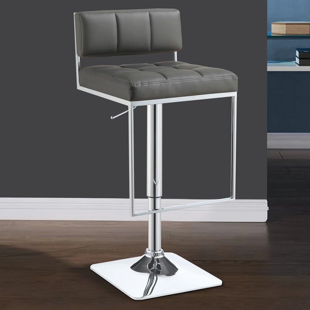 Barstool | Adjustable Metal | Gray Silver | Classic Style