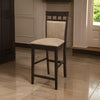 Counter Stool Set of 2 | Upholstered Seat | Brown Beige | Panel Back