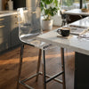Barstool Set of 2 | Clear Acrylic | Chrome Base | Elegant Style