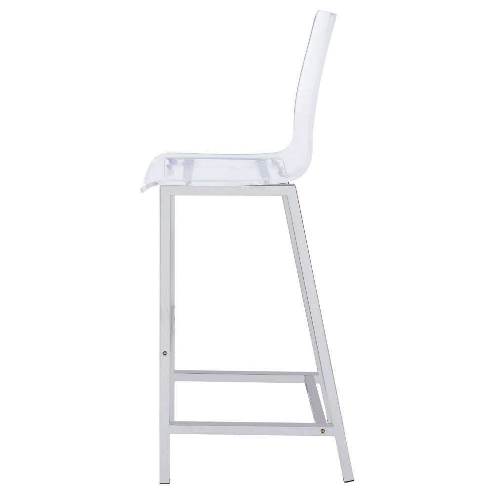 Barstool Set of 2 | Clear Acrylic | Chrome Base | Elegant Style