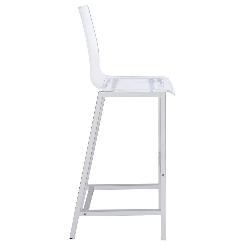 Barstool Set of 2 | Clear Acrylic | Chrome Base | Elegant Style