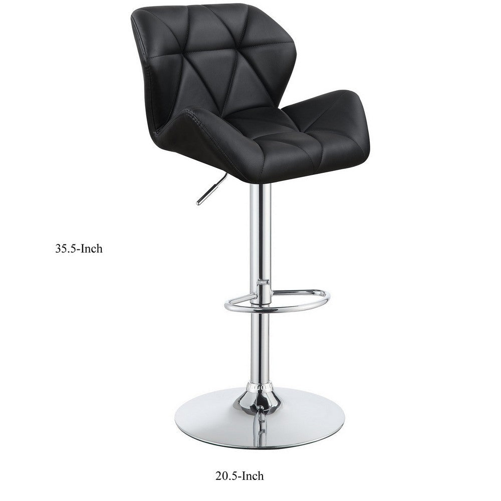 Adjustable Diamond Bar Stool with Chrome Base Black,Set of 2 CCA-100425