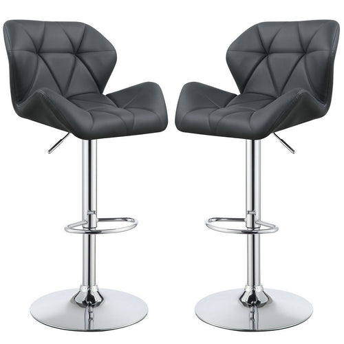 Barstool Set of 2 | Adjustable | Gray | Diamond Style | Chrome Base