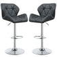 Elegant Adjustable Diamond Bar Stool With Chrome Base, Gray ,Set Of 2