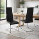 Dining Chair Set of 4 | Black Faux Leather | Chrome Legs