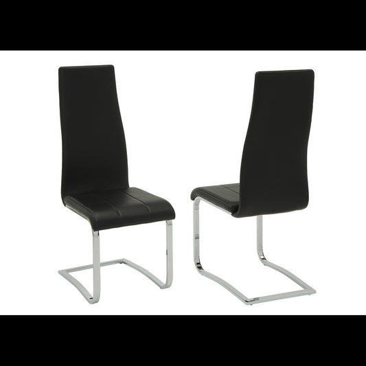 Dining Chair Set of 4 | Black Faux Leather | Chrome Legs