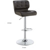 Modern Adjustable Swivel Metal Bar Stool Brown And Silver,Set of 2 CCA-100544