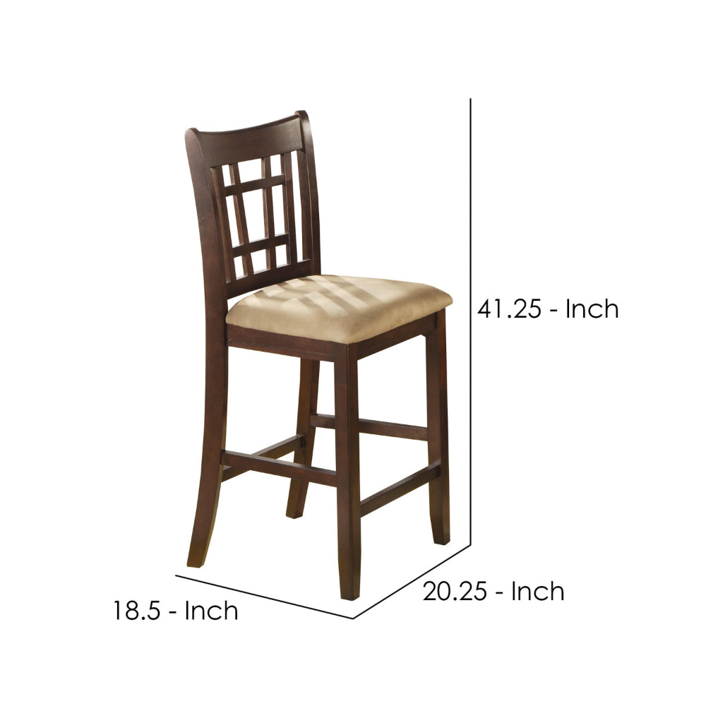 Wooden Contemporary Armless Counter Height Chair, Tan & Warm Brown., Set of 2