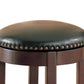 Round Wooden Counter Height Stool with Upholstered Seat Brown Set of 2 CCA-101059