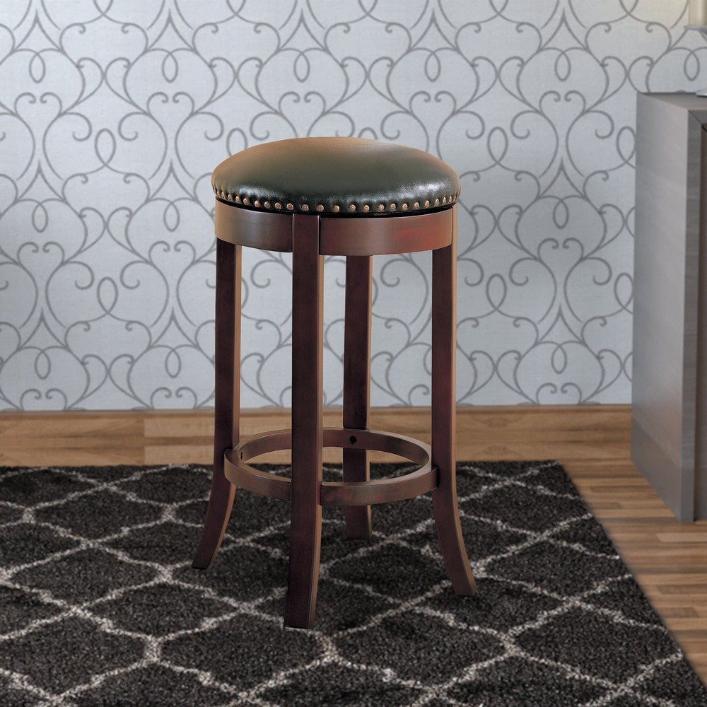 Contemporary 29" Swivel Bar Stool with Upholstered Seat, brown ,Set of 2