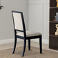 Wooden Dining Side Chair With Cream Upholstered seat And Back, Black, Set of 2